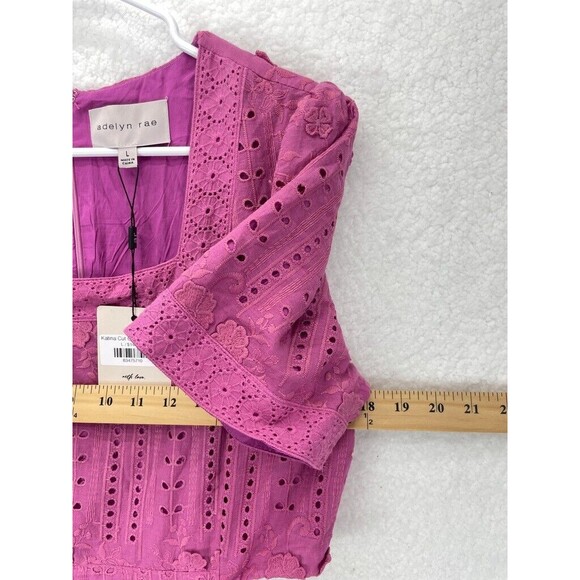 Adelyn Rae Dress Women’s Pink Katina Embroidered Cut Out Midi Feminine L NWT - Picture 5 of 9